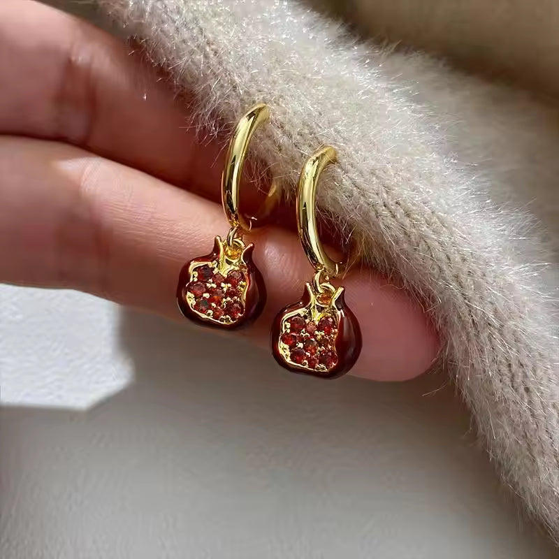 Red Pomegranate Earrings