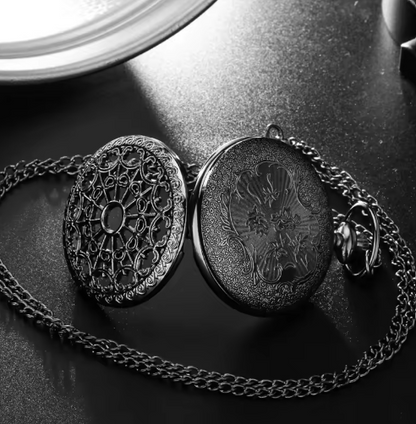 Hollow Black Spider Web Pocket Watch