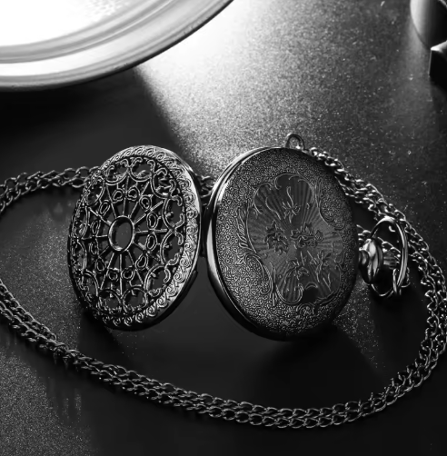 Hollow Black Spider Web Pocket Watch