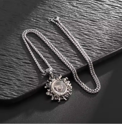 Retro Sun Moon Star Kiss Necklace