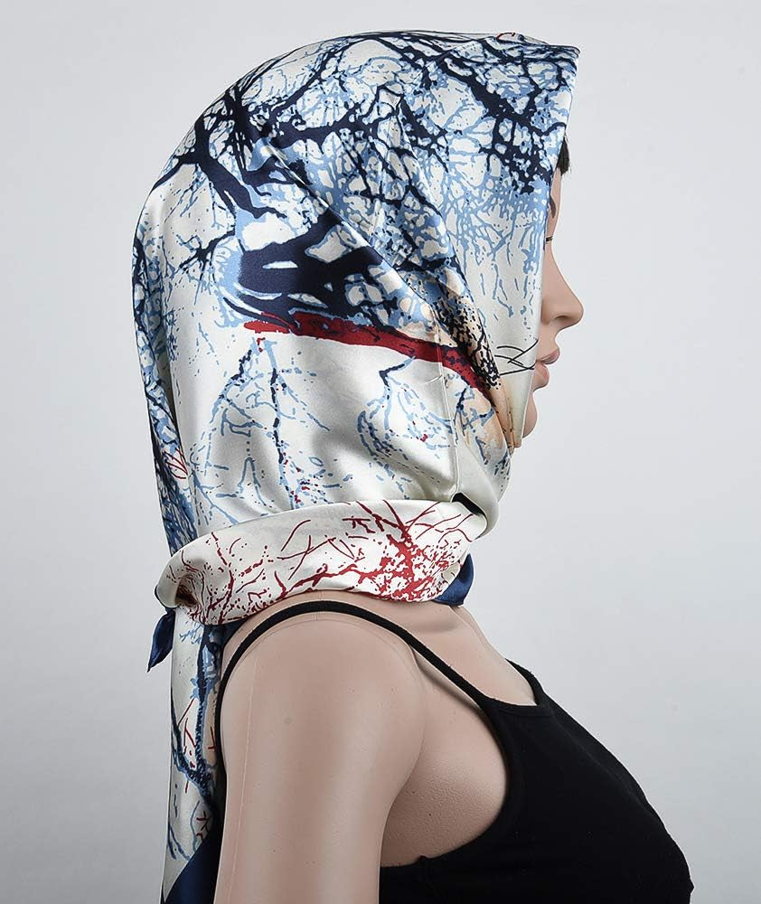 35X35 Large Square Satin Hair Scarf for Women – Silk-Feel Head Wrap, Night Protection, Fashion Bandana & Headscarf